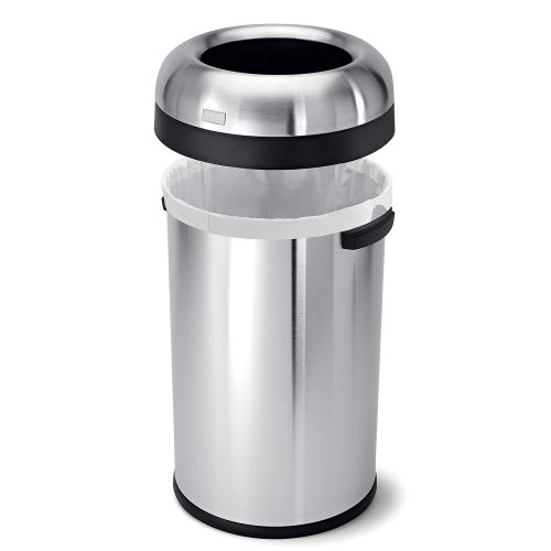 심플휴먼 simplehuman 80 Liter / 21.1 Gallon Bullet Open Top Trash Can, Commercial Grade Heavy Gauge Brushed Stainless Steel