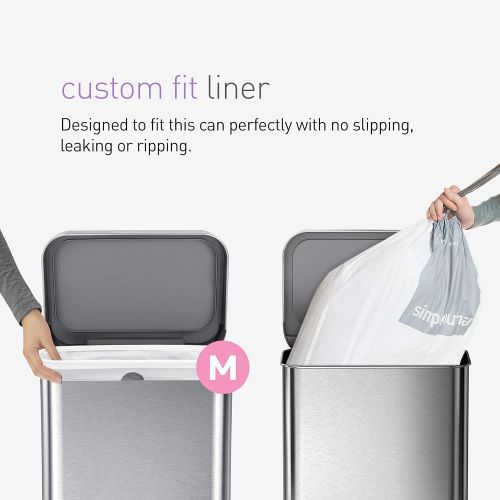 심플휴먼 simplehuman 45 Liter Rectangular Hands-Free Kitchen Step Trash Can with Soft-Close Lid Brushed Stainless Steel