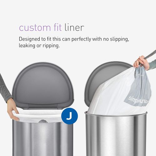 심플휴먼 simplehuman, Brushed Stainless Steel 45 Liter / 12 Gallon, Semi-Round Automatic Sensor Trash Can