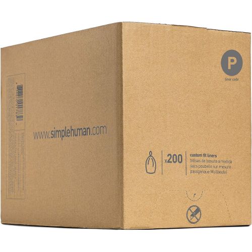 심플휴먼 simplehuman Code P Custom Fit Drawstring Trash Bags,50-60L / 13-16 Galllon (200 Count)