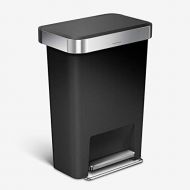 simplehuman 45 Liter Rectangular Kitchen Step Soft-Close Lid, Black Plastic trash can