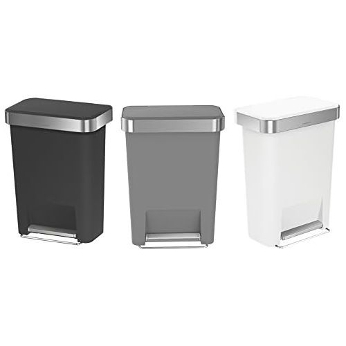 심플휴먼 simplehuman 45 Liter Rectangular Kitchen Step Soft-Close Lid, Black Plastic trash can