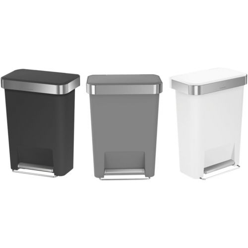 심플휴먼 simplehuman 45 Liter Rectangular Kitchen Step Soft-Close Lid, Black Plastic trash can