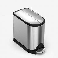 simplehuman 10 Liter / 2.6 Gallon Butterfly Lid Bathroom Step Trash Can, Brushed Stainless Steel