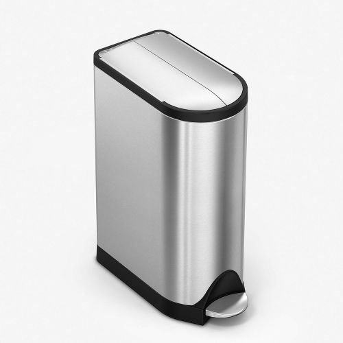 심플휴먼 simplehuman 18 Liter / 4.8 Gallon Butterfly Lid Kitchen Step Trash Can, Brushed Stainless Steel