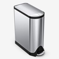 simplehuman 40 Liter / 10.6 Gallon Stainless Steel Dual Compartment Butterfly Lid Kitchen Step Trash Can Recycler, Brushed Stainless Steel