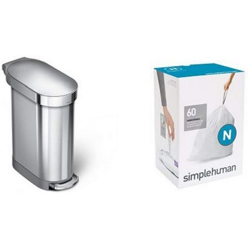 심플휴먼 simplehuman 45 litre slim step can brushed stainless steel + code N 60 pack liners