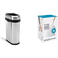 simplehuman 50 litre slim open can heavy-gauge brushed stainless steel + code N 60 pack liners