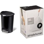 simplehuman 50 litre semi-round step can black plastic + code P 60 pack liners