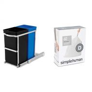 simplehuman 35 litre dual compartment under counter pull-out can heavy-duty steel frame + code D 60 pack liners