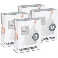 simplehuman Code D Custom Fit Liners, Drawstring Trash Bags, 20 Liter / 5.2 Gallon, 12 Refill Packs (240 Count)