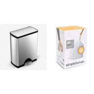 simplehuman 50 litre rectangular step can fingerprint-proof brushed stainless steel + code Q 60 pack liners