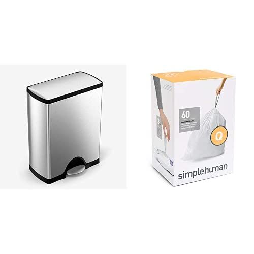 심플휴먼 simplehuman 50 litre rectangular step can fingerprint-proof brushed stainless steel + code Q 60 pack liners