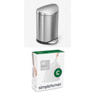 simplehuman 10 litre semi-round step can fingerprint-proof brushed stainless steel + code C 60 pack liners