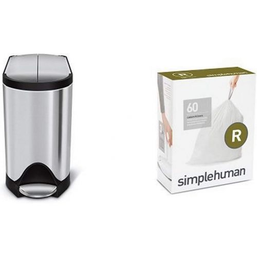 심플휴먼 simplehuman 10 litre butterfly step can fingerprint-proof brushed stainless steel + code R 60 pack liners