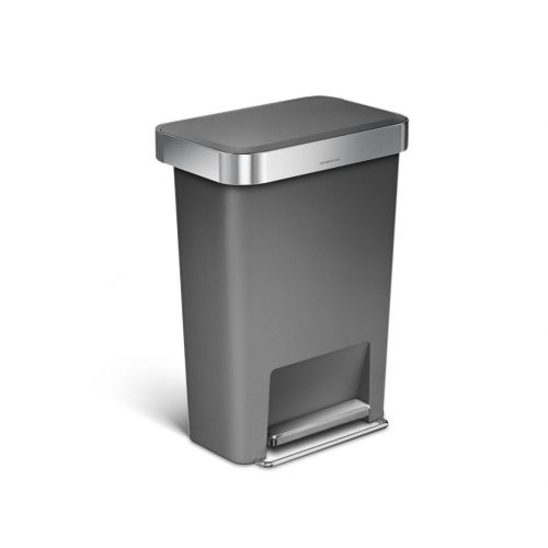 심플휴먼 simplehuman Liner Pocket Bin, Grey, 45 Litre