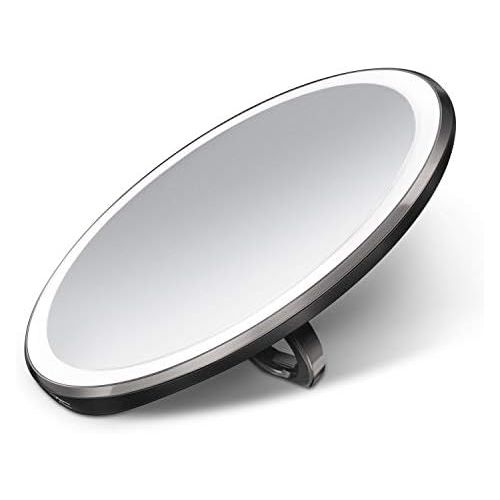 심플휴먼 simplehuman Sensor Mirror Compact 4 Round, 3X Magnification,Black Stainless Steel