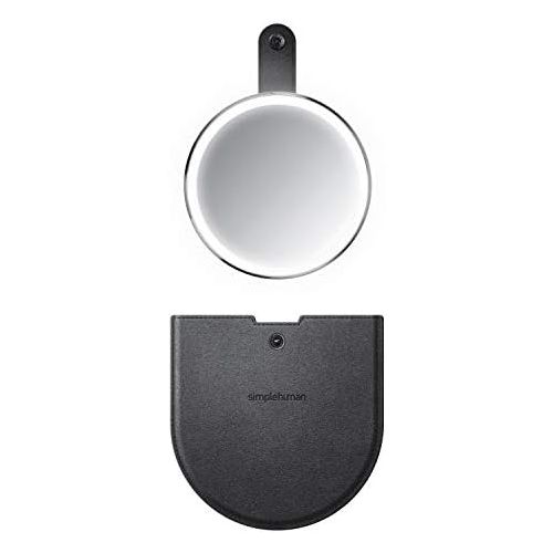 심플휴먼 simplehuman Sensor Mirror Compact 4 Round, 3X Magnification,Black Stainless Steel