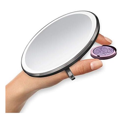 심플휴먼 simplehuman Sensor Mirror Compact 4 Round, 3X Magnification,Black Stainless Steel