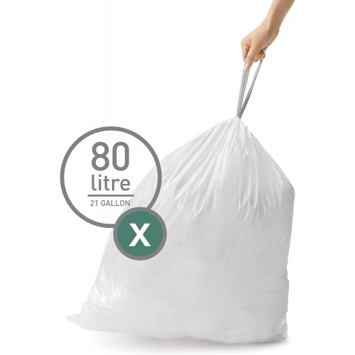 심플휴먼 simplehuman Code X Custom Fit 80 L/21 Gallon Trash Can Liner, White