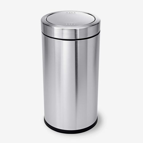 심플휴먼 simplehuman 55 Liter / 14.5 Gallon Swing Top Trash Can, Commercial Grade, Stainless Steel
