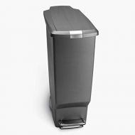 simplehuman 40 Liter / 10.6 Gallon Slim Kitchen Step Trash Can, Grey Plastic With Secure Slide Lock