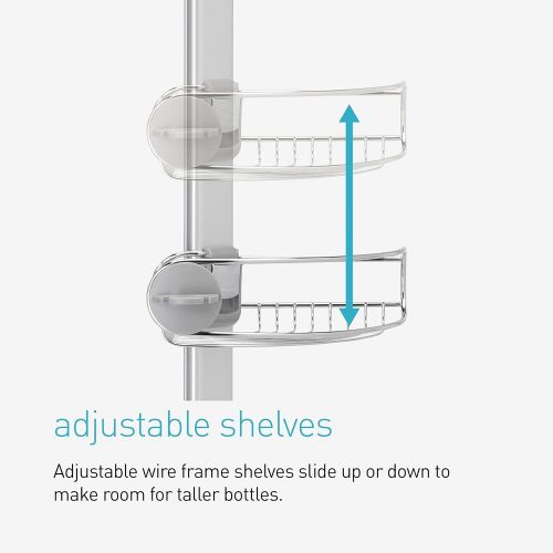 심플휴먼 simplehuman BT1064 Corner, Rust-Proof Stainless Steel and Anodized Aluminum, Shower caddy, Silver