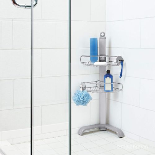 심플휴먼 simplehuman BT1064 Corner, Rust-Proof Stainless Steel and Anodized Aluminum, Shower caddy, Silver