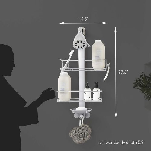 심플휴먼 simplehuman Adjustable Shower Caddy, Stainless Steel + Anodized Aluminum EMW6298194