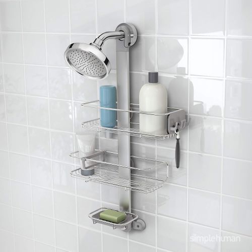 심플휴먼 simplehuman Adjustable Shower Caddy, Stainless Steel + Anodized Aluminum EMW6298194