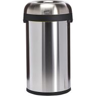 simplehuman 60 Liter / 16 Gallon Bullet Open Top Trash Can Commercial Grade, Heavy Gauge Brushed Stainless Steel