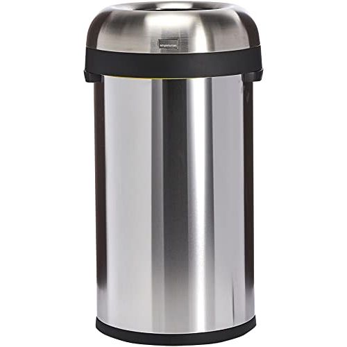 심플휴먼 simplehuman 60 Liter / 16 Gallon Bullet Open Top Trash Can Commercial Grade, Heavy Gauge Brushed Stainless Steel