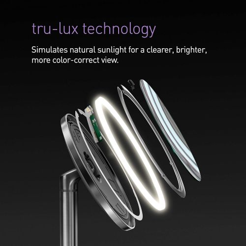 심플휴먼 simplehuman Mini Sensor Lighted Makeup Travel Mirror 5 Round, 10x Magnification, Stainless Steel, Rechargeable