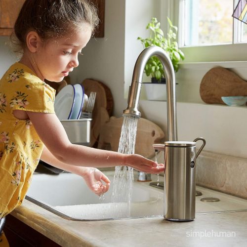 심플휴먼 simplehuman 9 oz. Touch-Free Sensor Liquid Soap Pump Dispenser, Brass Stainless Steel