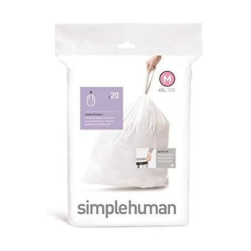 심플휴먼 Simplehuman Bin Trash Can Bags Liners New 45l Litres Size M Box Pack of 20
