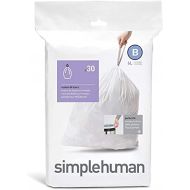 simplehuman Code B Custom Fit Drawstring Trash Bags, 6 Liter / 1.6 Gallon, 30 Pack, White