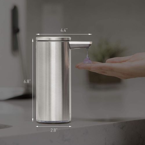 심플휴먼 simplehuman 9 oz. Touch-Free Rechargeable Sensor Liquid Soap Pump Dispenser, Brushed Stainless Steel