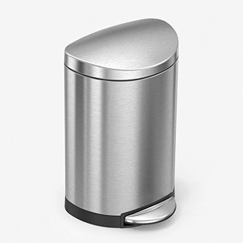 심플휴먼 simplehuman 10 Liter / 2.6 Gallon Small Semi-Round Bathroom Step Trash Can, Brushed Stainless Steel