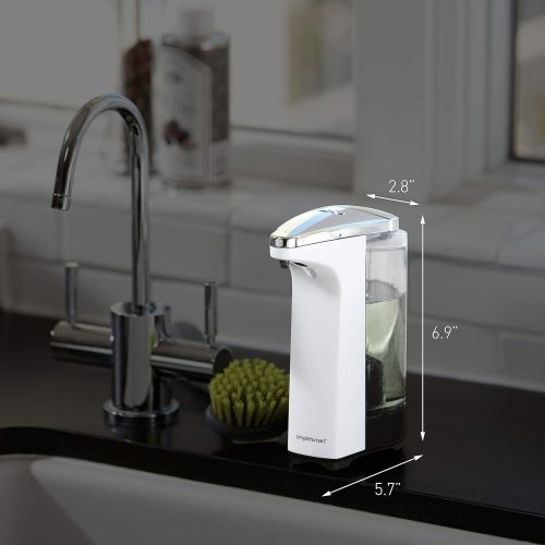 심플휴먼 simplehuman 8 oz. Touch-Free Sensor Liquid Soap Pump Dispenser with Soap Sample, Brushed Nickel