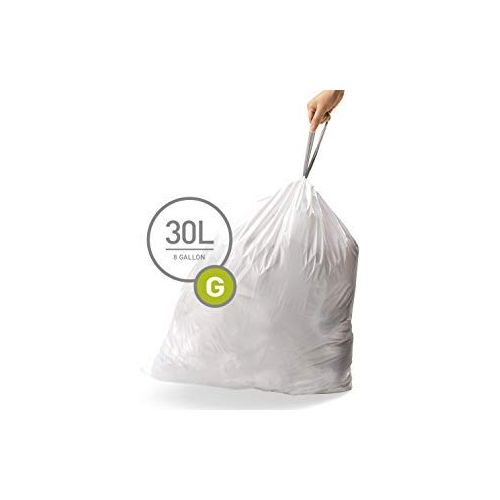 심플휴먼 simplehuman Code G Custom Fit Drawstring Trash Bags, 30 Liter/8 Gallon, 12 Refill Packs (240 Count)