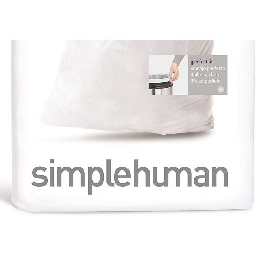 심플휴먼 simplehuman Code M Custom Fit Drawstring Trash Bags in Dispenser Packs, 45 Liter / 11.9 Gallon, White ? 20 Liners