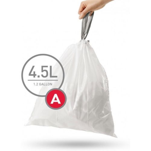 심플휴먼 simplehuman Trash Can Liner A, 4.5 Liters/1.2 Gallons, 30-Count