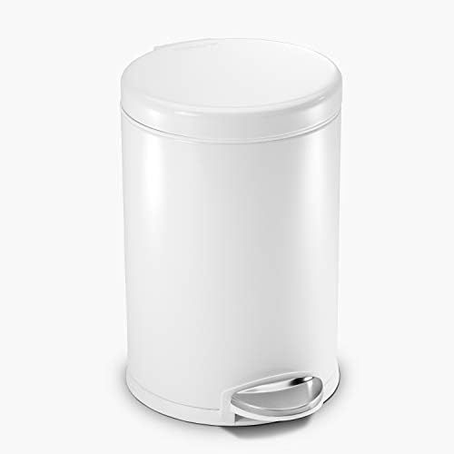 심플휴먼 simplehuman 4.5 Liter Bathroom Trash Can, White Steel