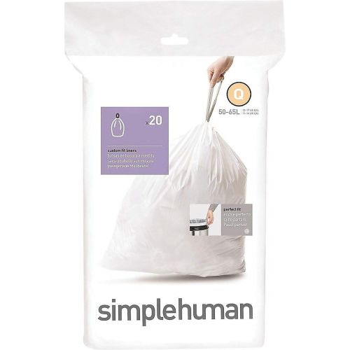 심플휴먼 simplehuman Code Q Custom Fit Drawstring Trash Bags in Dispenser Packs, 30 Liter / 8 Gallon, White ? 240 Liners