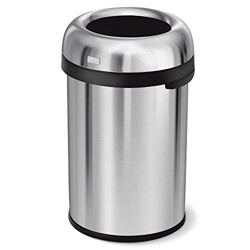 심플휴먼 simplehuman 115 Liter / 30 Gallon Bullet Open Top Trash Can Commercial Grade Heavy Gauge, Brushed Stainless Steel