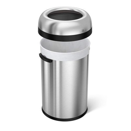 심플휴먼 simplehuman 115 Liter / 30 Gallon Bullet Open Top Trash Can Commercial Grade Heavy Gauge, Brushed Stainless Steel