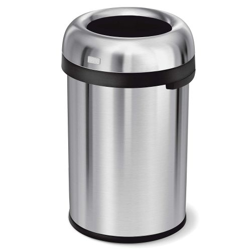 심플휴먼 simplehuman 115 Liter / 30 Gallon Bullet Open Top Trash Can Commercial Grade Heavy Gauge, Brushed Stainless Steel