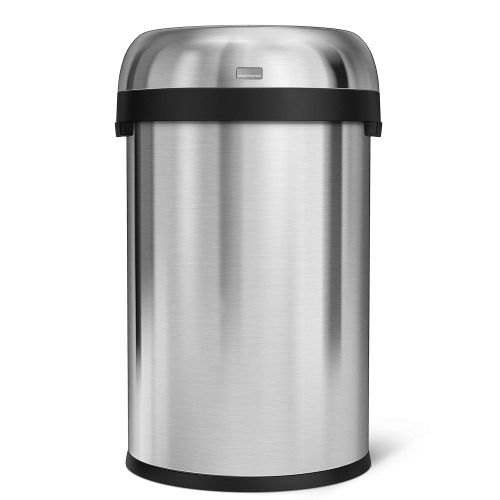 심플휴먼 simplehuman 115 Liter / 30 Gallon Bullet Open Top Trash Can Commercial Grade Heavy Gauge, Brushed Stainless Steel