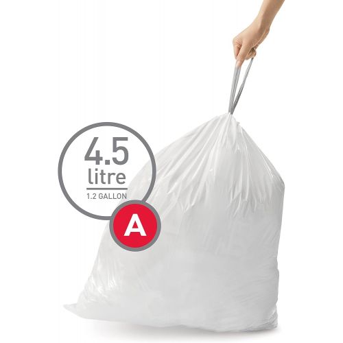 심플휴먼 simplehuman Code A Custom Fit Drawstring Trash Bags in Dispenser Packs, 30 Liter / 8 Gallon, White ? 360 Liners