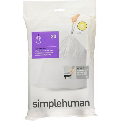 심플휴먼 simplehuman Bulk Value Pack Code E Custom Fit Trash Can Liner 20 L / 5.2 Gallon, 240 Pack